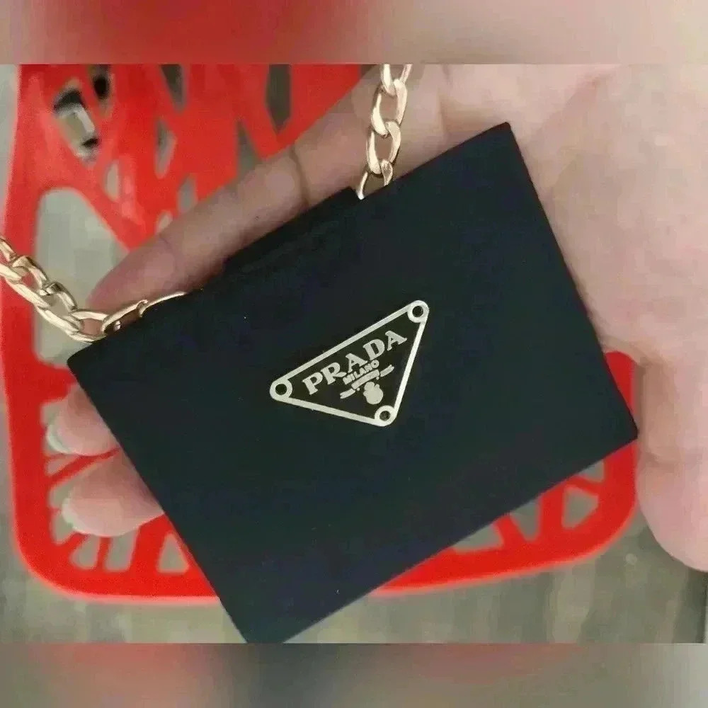 Vintage Prada card holder on chain repaired in good condition